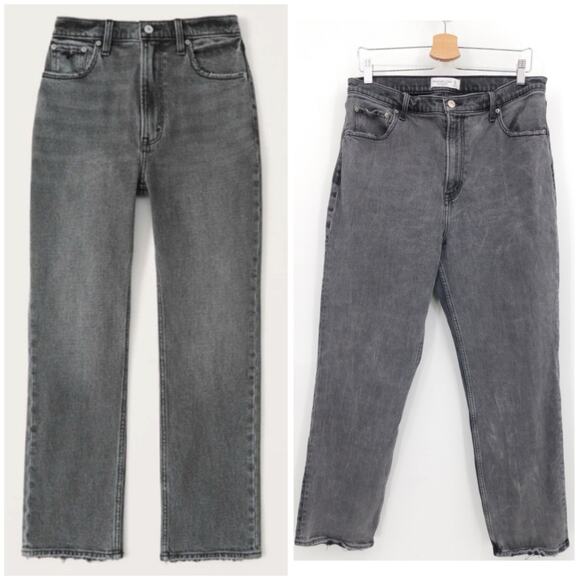 Abercrombie & Fitch The Ankle Straight Ultra High Rise‎ Gray Size 14L/32 Classic - Picture 1 of 5